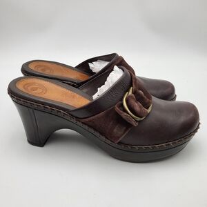 Nurture Women's Brown Leather Mule/Clog With Buckle Size 8
